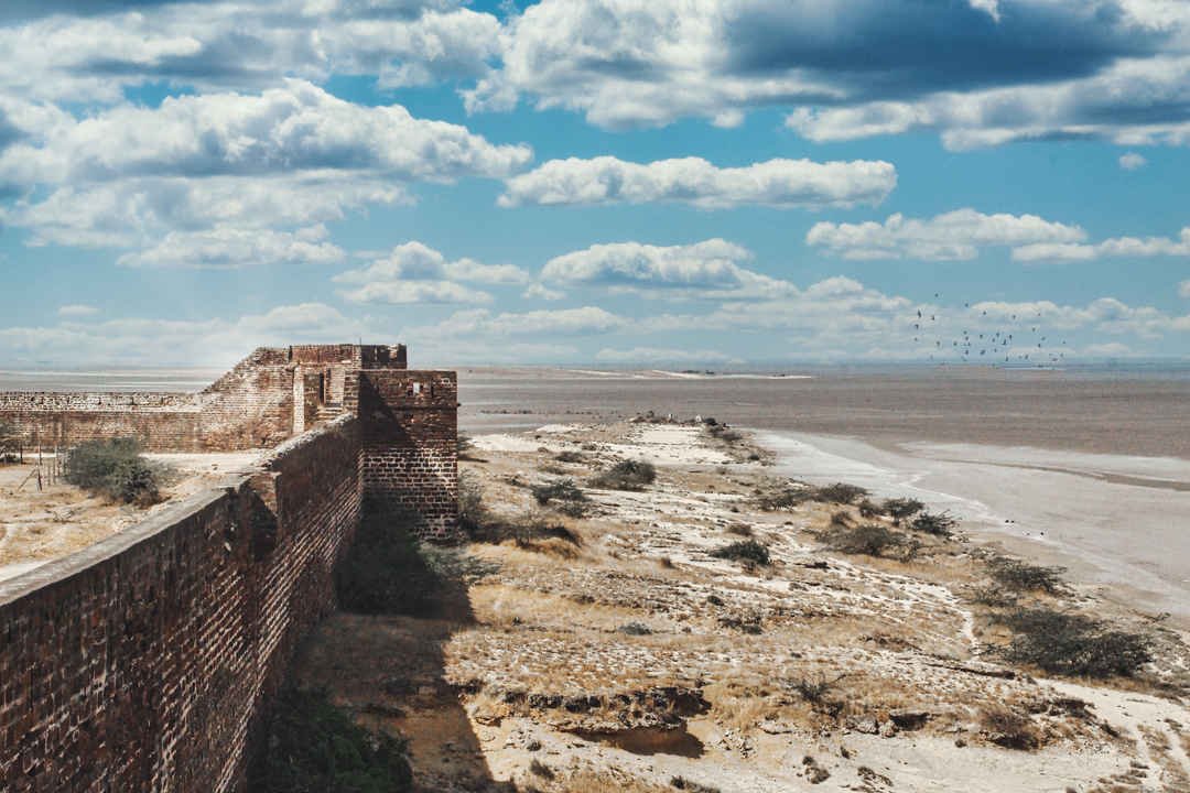 Lakhpat Fort walls overlooking Kori Creek Kutch
